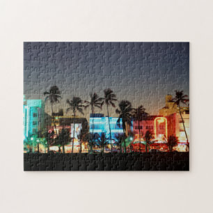 Quebra-cabeça EUA, Flórida, Miami Beach, Ocean Drive, Art Deco