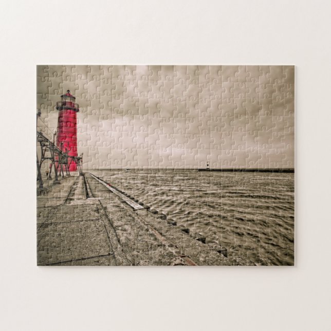 Quebra-cabeça EUA, Michigan, Farol de Grand Haven (Horizontal)