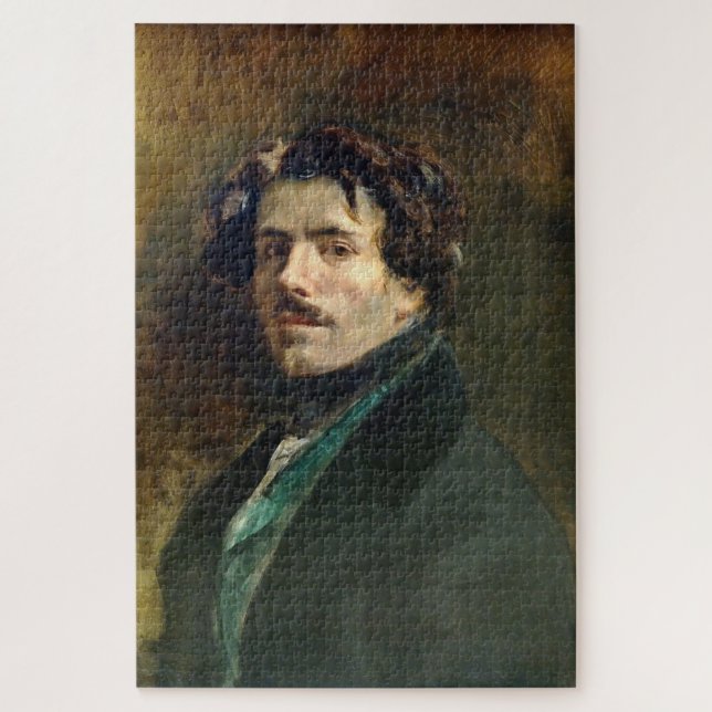 Quebra-cabeça Eugène Delacroix: Autorretrato com Colete Verde (Vertical)