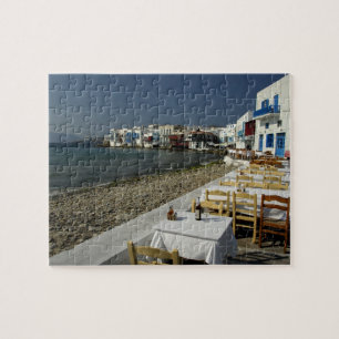 Quebra-cabeça Europa, Grécia, Mykonos. Vistas do litoral