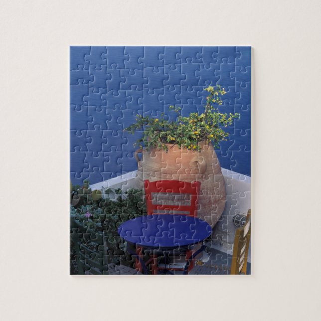 Quebra-cabeça Europa, Grécia, Santorini. Terra com vista ao mar (Vertical)