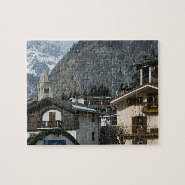Quebra-cabeça Europa, Itália, Valle d'Aosta, COURMAYEUR: Cidade (Horizontal)