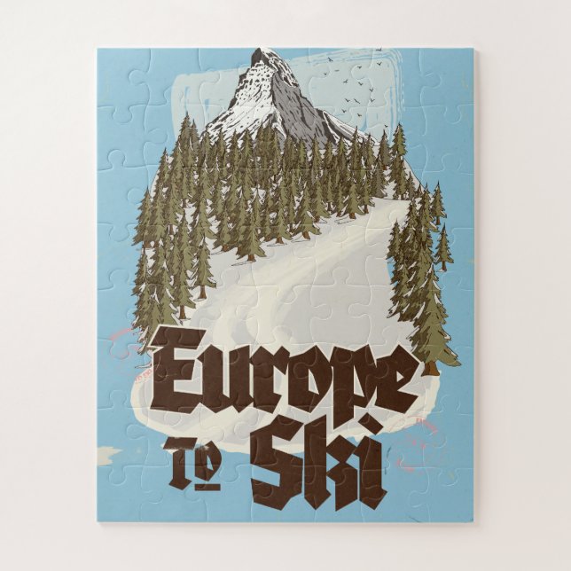 Quebra-cabeça Europa Para Esquiar (Vertical)