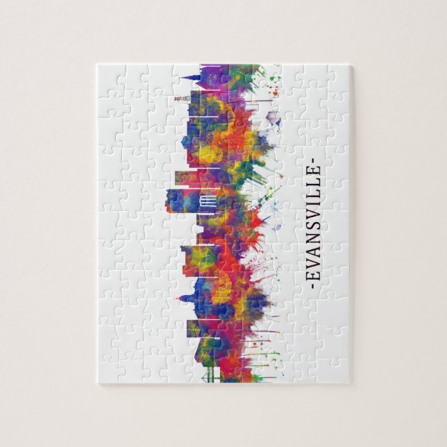 Quebra-cabeça Evansville Indiana Skyline (Vertical)