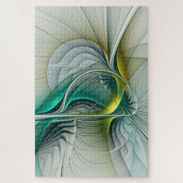 Quebra-cabeça Evolução Fractal, Turquesa Ouro (Vertical)