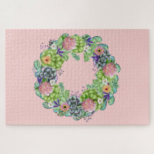 Quebra-cabeça Exaustor Floral de Aquarela Suculta a Rosa