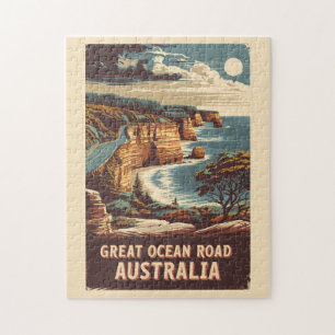 Quebra-cabeça Excelente Ocean Road Austrália Ilustração Viagem A