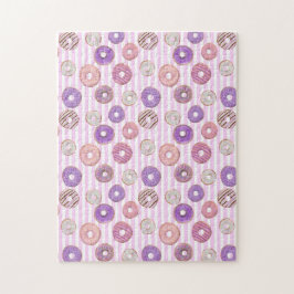 Quebra-cabeça Exemplo de rosquinha cor-de-rosa colorido pastel