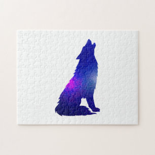 Quebra-cabeça Exibição de Lobo Espacial - Escolher cor de fund