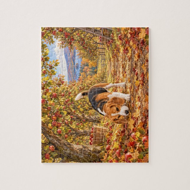 Quebra-cabeça Explorador de Pomar Outono Beagle Puzzle (Vertical)