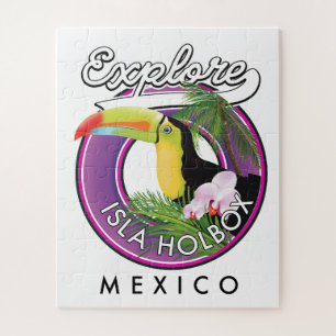 Quebra-cabeça explorar praia Isla Holbox México viagem adesivo
