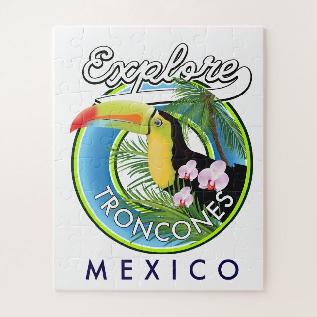 Quebra-cabeça Explore Troncones México logotipo retro (Vertical)