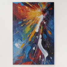 Explosão Abstrata Dinâmica Pintura a Óleo Colorida