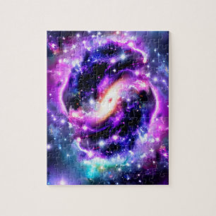 Quebra-cabeça Explosão de Nebula Rosa e Roxo no Espaço do Tempo