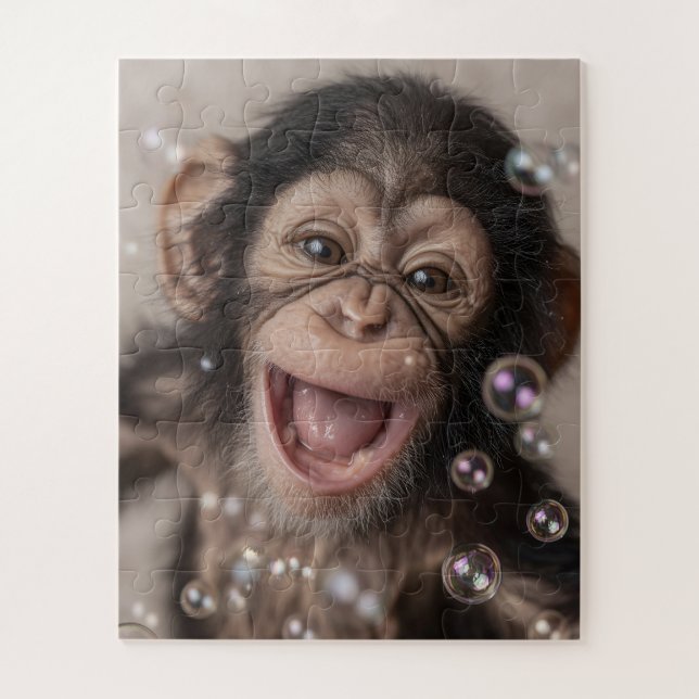 Quebra-cabeça Extremo Close-Up de Bebê Chimpanzé Feliz (Vertical)