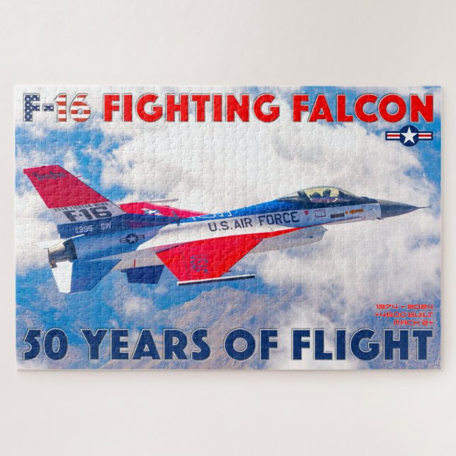 Quebra-cabeça F-16 FALCON DE LUTA - 50 ANOS! (20 x 30 POLEGADAS) (Horizontal)
