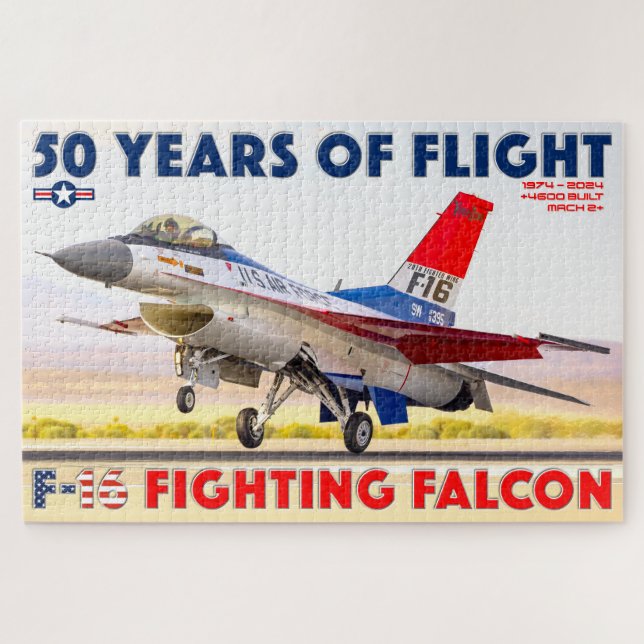 Quebra-cabeça F-16 FALCON DE LUTA - 50 ANOS! (20 x 30 POLEGADAS) (Horizontal)