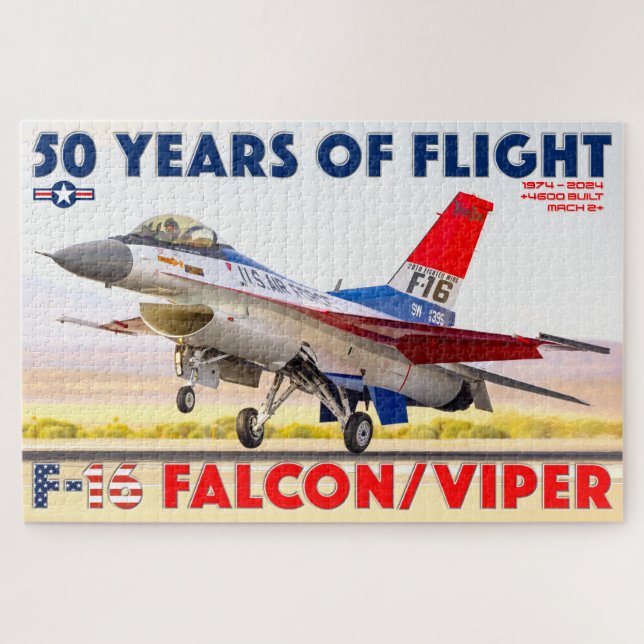 Quebra-cabeça F-16 FALCON/VIPER - 50 ANOS! (20 x 30 POLEGADAS) (Horizontal)