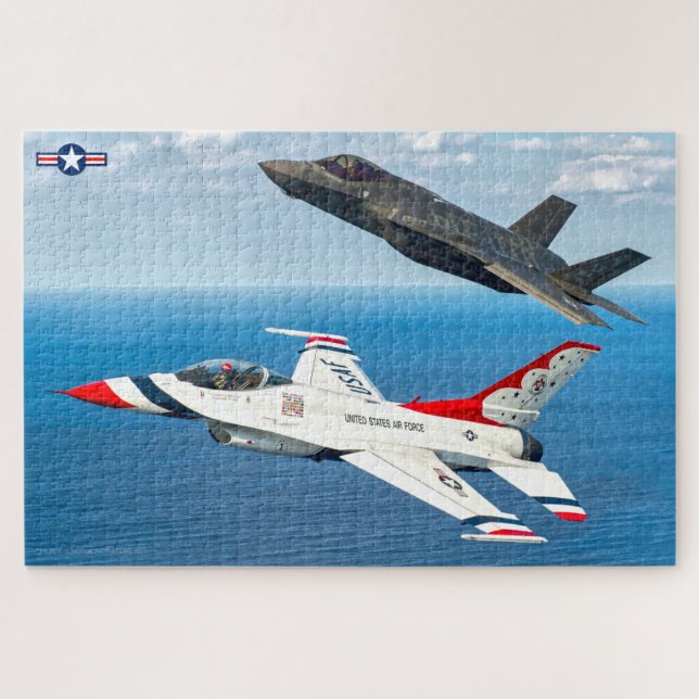Quebra-cabeça F-16C e F-35A (20x30 POLEGADAS) (Horizontal)