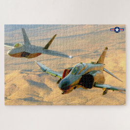 Quebra-cabeça F-4 PHANTOM e RAPTOR F-22 (20x30 POLEGADAS)