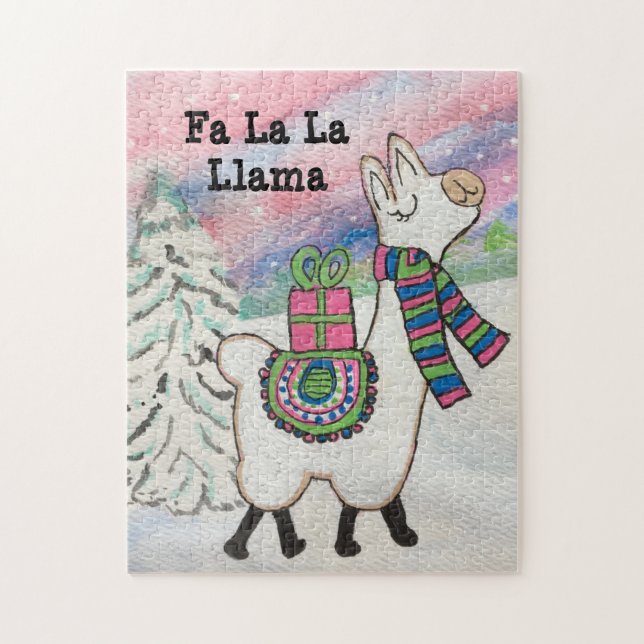Quebra-cabeça Fa La Llama Cute Moderno Natal (Vertical)