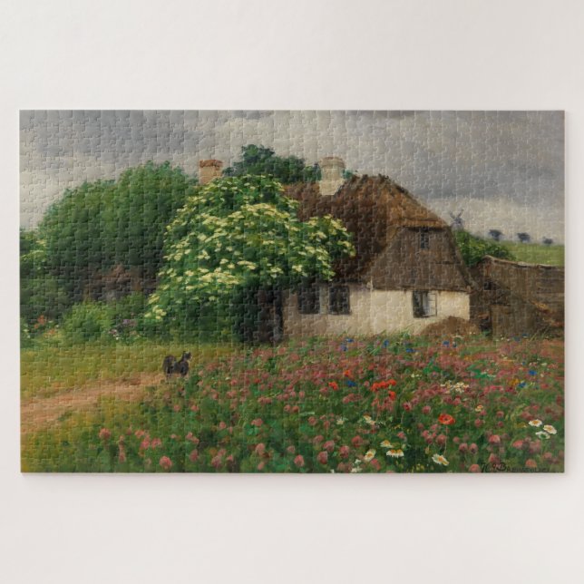 Quebra-cabeça Fábrica com Flores-Prados (Horizontal)