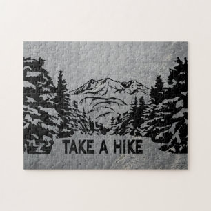 Quebra-cabeça Faça uma citação de Hike, paisagem monocromática d