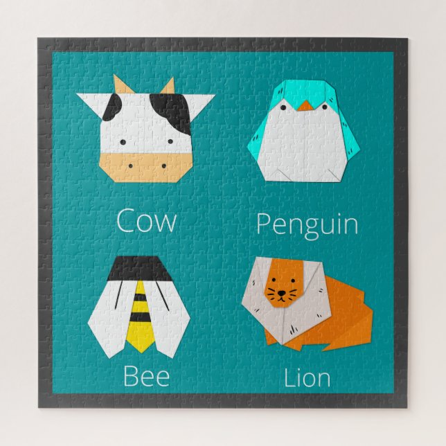 Quebra-cabeça Fácil Desenho adorável Animais de papel artesanal  (Vertical)