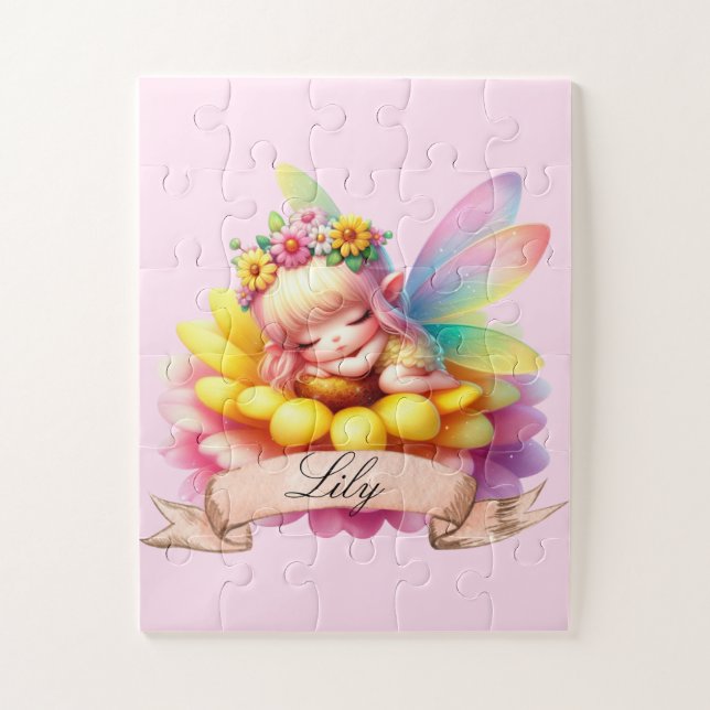 Quebra-cabeça Fada Adormecida Sonhos Doces Florais Caprichosos F (Vertical)