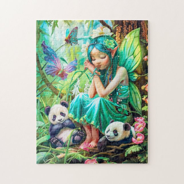 Quebra-cabeça Fada da Floresta com Pandas Gentis (Vertical)