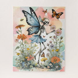 Quebra-cabeça Fada de borboleta esquelética com flores selvagens