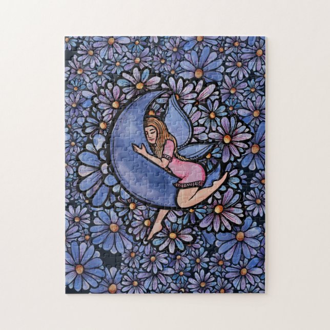 Quebra-cabeça Fada De Lua De Flor Roxo (Vertical)