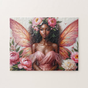 Quebra-cabeça Fada De Pele Escura Com Arte De Asas Rosa