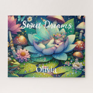 Quebra-cabeça Fada Dormindo em uma Flor Conto de Fadas Personali