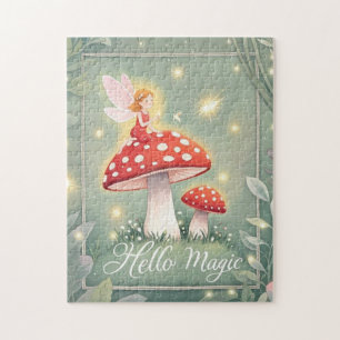 Quebra-cabeça Fada minúscula empoleirada no topo de um cogumelo
