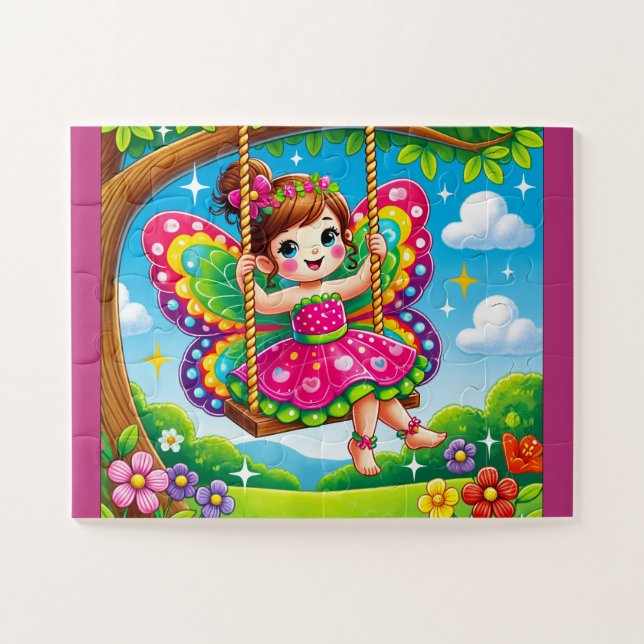 Quebra-cabeça "FADA SORRIDENTE num BALANÇO" PUZZLE (Horizontal)