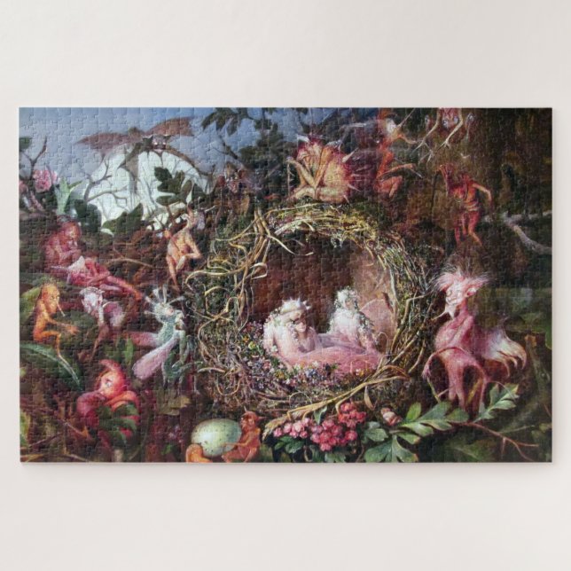 Quebra-cabeça Fadas em um Ninho de Pássaros, John Anster Fitzger (Horizontal)