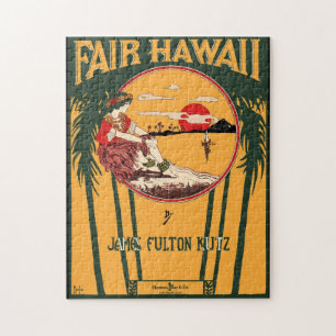 Quebra-cabeça Fair Hawaii Vintage Sheet Music Cobrir