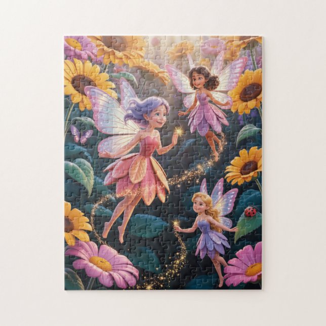 Quebra-cabeça Fairies in a flower garden puzzle (Vertical)