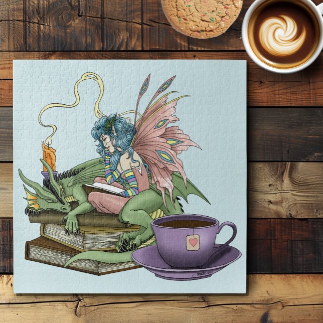Quebra-cabeça Fairy Dragon Books Tea Friendship  (Criador carregado)