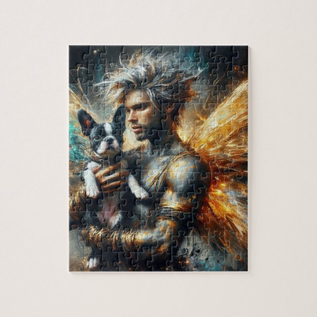 Quebra-cabeça Fairy e seu Boston Terrier Puppy (Vertical)