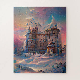 Quebra-cabeça Fairytale World, Winter Castle, Snow Castle, Xmas
