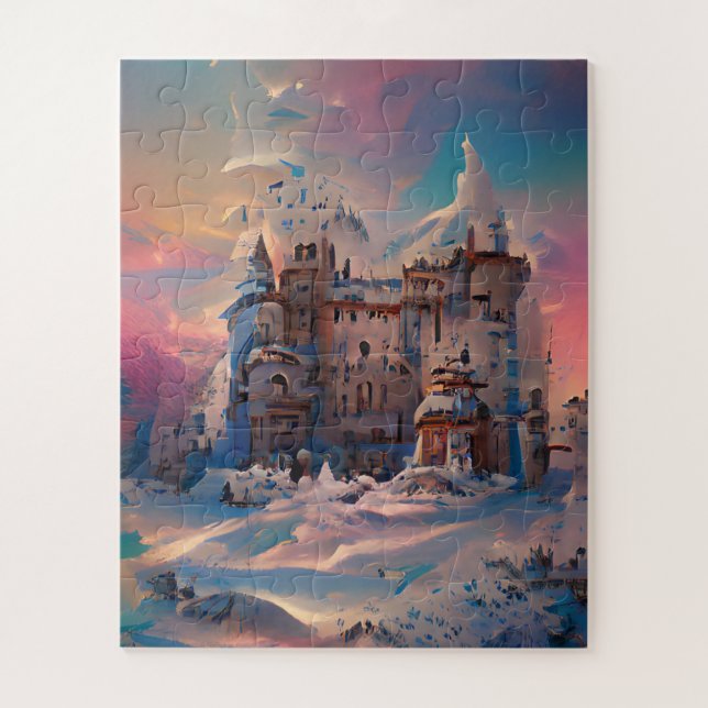 Quebra-cabeça Fairytale World, Winter Castle, Snow Castle, Xmas  (Vertical)