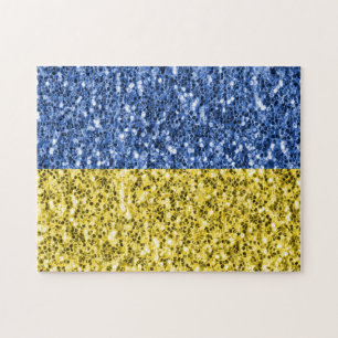 Quebra-cabeça Faíscas de brilho azul amarelo da bandeira da Ucrâ