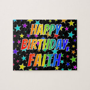 Quebra-cabeça "FAITH" Primeiro Nome, Diversão "FELIZ ANIVERSÁR