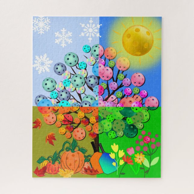 Quebra-cabeça Fall de inverno com Primavera de Verão da Estação  (Vertical)