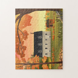 Quebra-cabeça Fall Farmhouse Autumn Pumpkin Patch