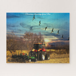 Quebra-cabeça Fall Plow Trator Ohio.Cartões de natal