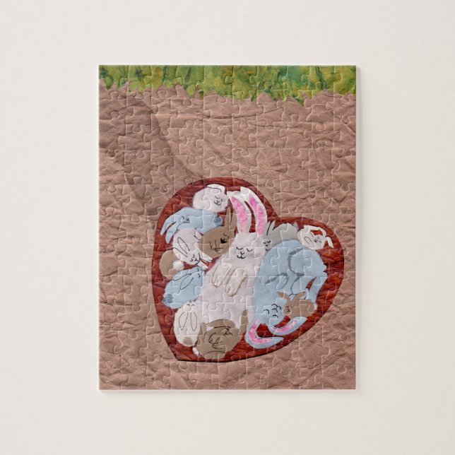 Quebra-cabeça Família Bunny Rabbit Dormindo em baixo (Vertical)