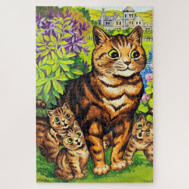 Quebra-cabeça Família de Gatos em Jardim, Louis Wain (Vertical)